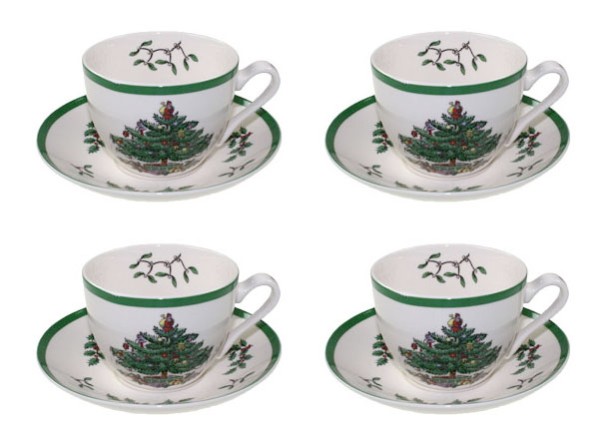 Spode Christmas Tree 4er-Set Obertasse mit Untertasse