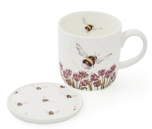 Royal Worcester Wrendals Designs Mug and coaster set, Flight of the Bumblebee (WNOP3943)