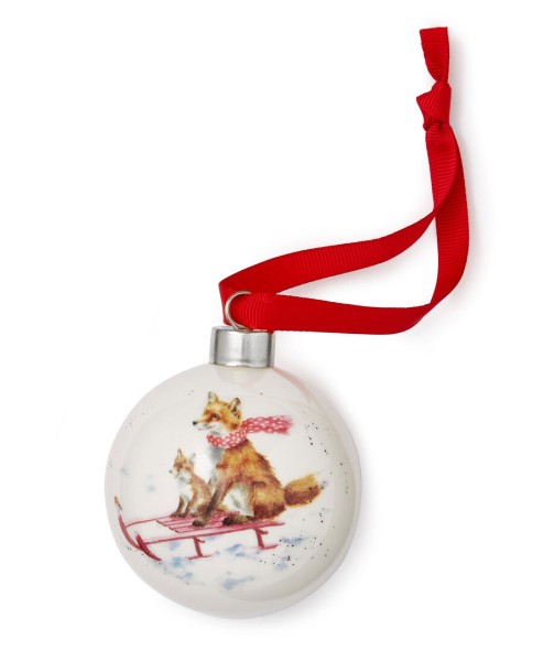 Royal Worcester Wrendale Designs WNTJ79011-XG Weihnachtskugel - Sleigh Ride 7 cm (Fox)