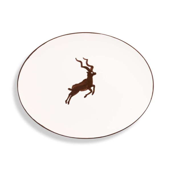 Gmundner Brauner Kudu 0463POSE33 Platte oval (33x26cm)