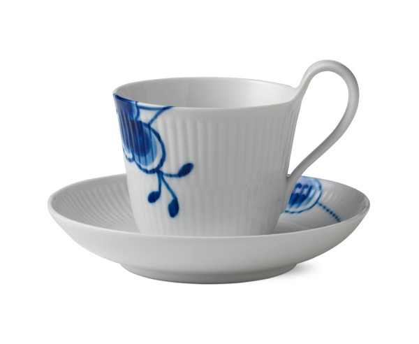 Royal Copenhagen Blue Fluted Mega 1016909 Tasse mit Untertasse mit hohem Henkel 250 ml