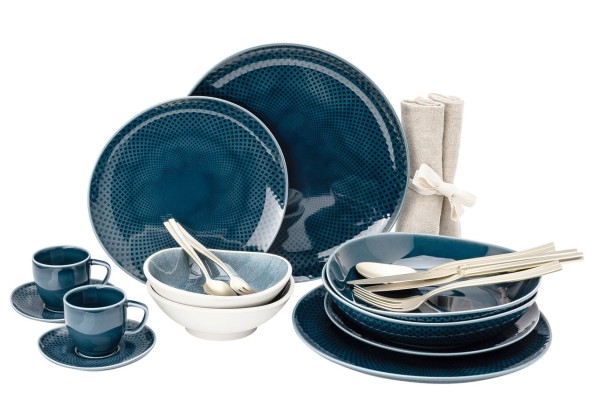 Rosenthal Junto Lifestyle-Mix Set 24-tlg. Espresso, Ocean Blue/Aquamarin