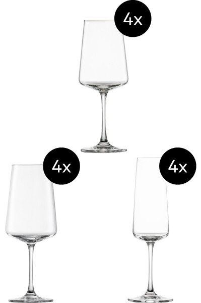 Schott Zwiesel MIOVINO 124072 Gläserset 12-tlg. (4 x Rotwein, 4 x Weißwein, 4 x Sekt)