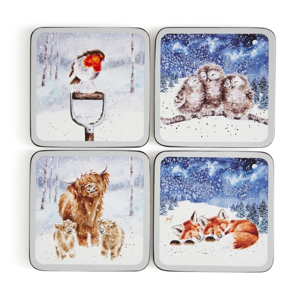 Royal Worcester Wrendale Designs X0010249205 Winter Skies Gläseruntersetzer - 4er Set