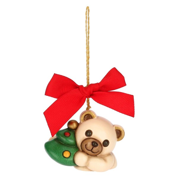 Thun Weihnachtsschmuck S3416A82 Teddy mit Weihnachtsbaum, klein 5,8 x 3,7 x 4,4 cm