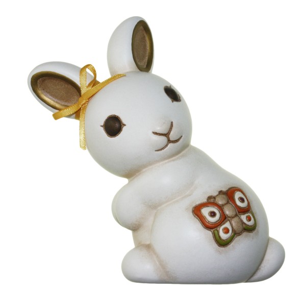 Thun Ostern F2124A83 Hase mit Schmetterling groß - Weiß - 14 cm