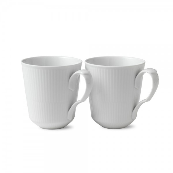 Royal Copenhagen White Fluted Becher mit Henkel 37cl, 2pcs