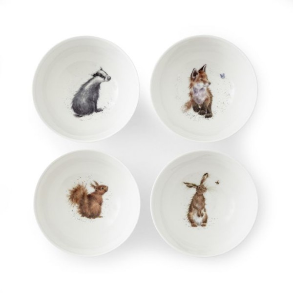 Royal Worcester Wrendale Designs WNET4311-XB Bowl tief 15,5 cm- 4er Set (Dachs, Eichhörnchen, Fuchs,