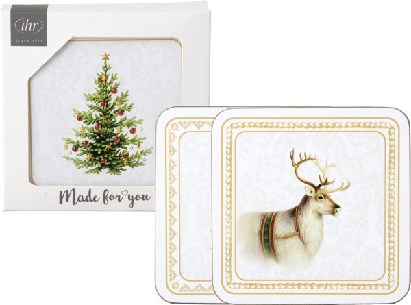 Ihr CLASSIC CHRISTMAS TREE gold US1055509 Untersetzer (Kork) 10 x 10 cm, Set mit 4 St ck